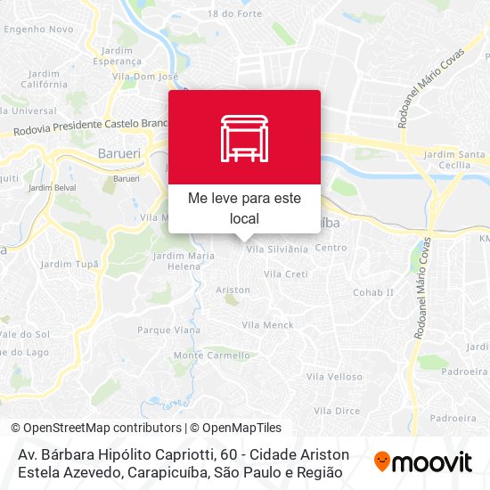 Av. Bárbara Hipólito Capriotti, 60 - Cidade Ariston Estela Azevedo, Carapicuíba mapa