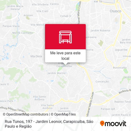 Rua Tunos, 197 - Jardim Leonor, Carapicuíba mapa