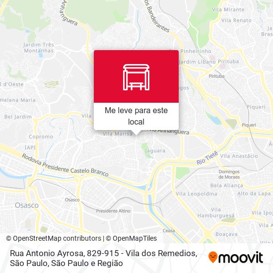 Rua Antonio Ayrosa, 829-915 - Vila dos Remedios, São Paulo mapa