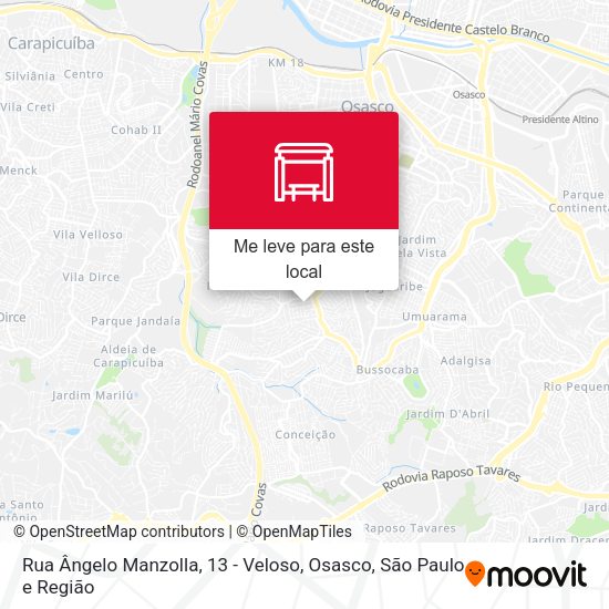 Rua Ângelo Manzolla, 13 - Veloso, Osasco mapa