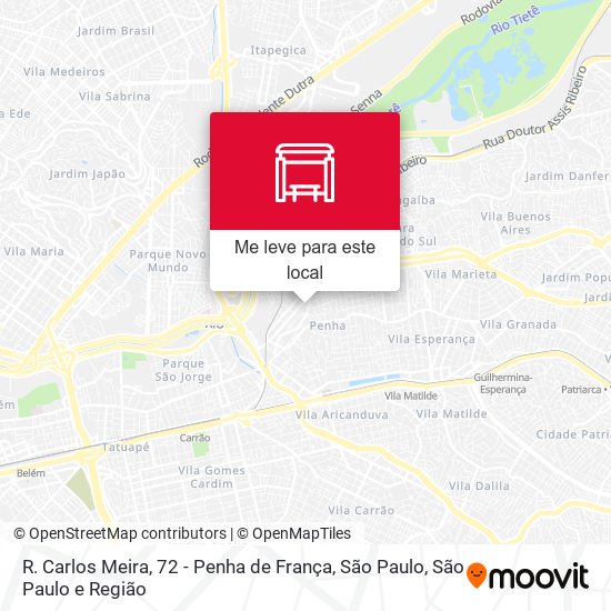 R. Carlos Meira, 72 - Penha de França, São Paulo mapa