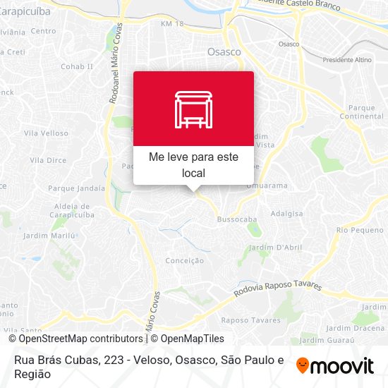 Rua Brás Cubas, 223 - Veloso, Osasco mapa