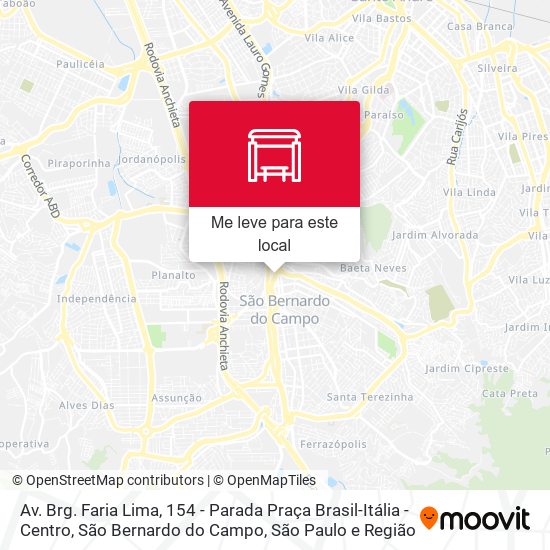 Av. Brg. Faria Lima, 154 - Parada Praça Brasil-Itália - Centro, São Bernardo do Campo mapa