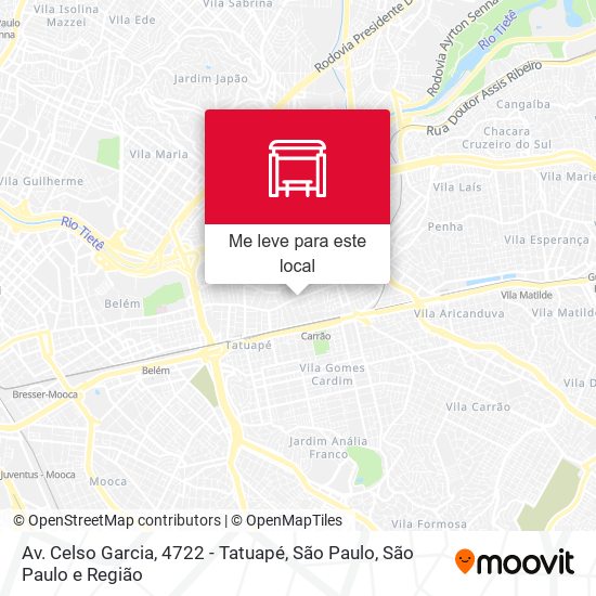 Av. Celso Garcia, 4722 - Tatuapé, São Paulo mapa
