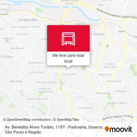 Av. Benedito Alves Turíbio, 1187 - Padroeira, Osasco mapa