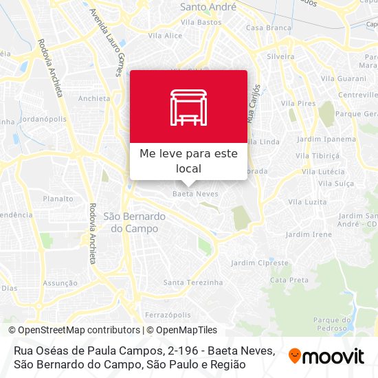 Rua Oséas de Paula Campos, 2-196 - Baeta Neves, São Bernardo do Campo mapa