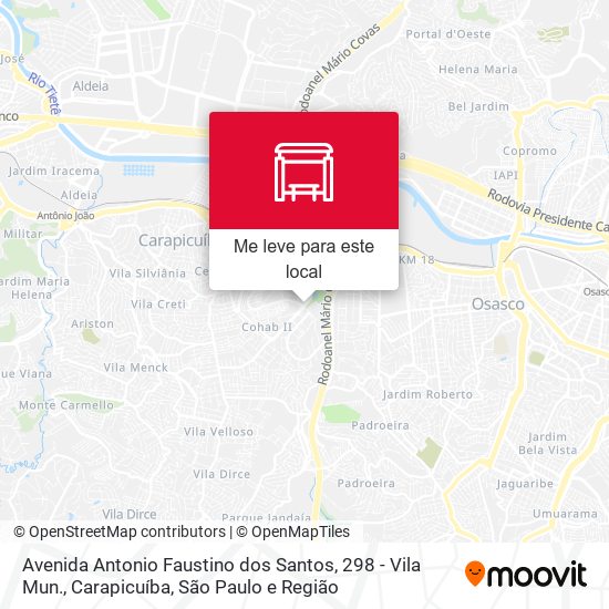 Avenida Antonio Faustino dos Santos, 298 - Vila Mun., Carapicuíba mapa