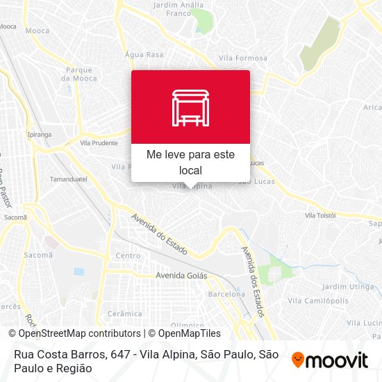 Rua Costa Barros, 647 - Vila Alpina, São Paulo mapa