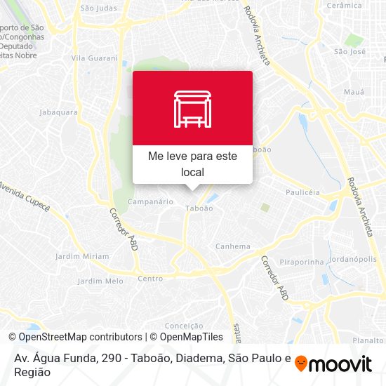 Av. Água Funda, 290 - Taboão, Diadema mapa