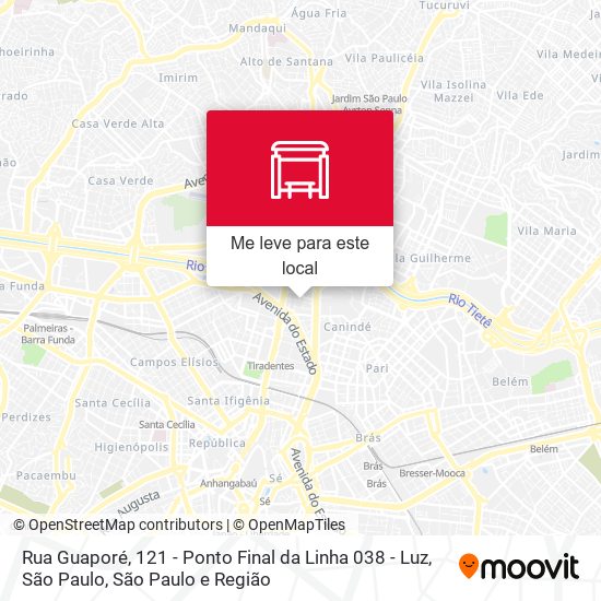 Rua Guaporé, 121 - Ponto Final da Linha 038 - Luz, São Paulo mapa
