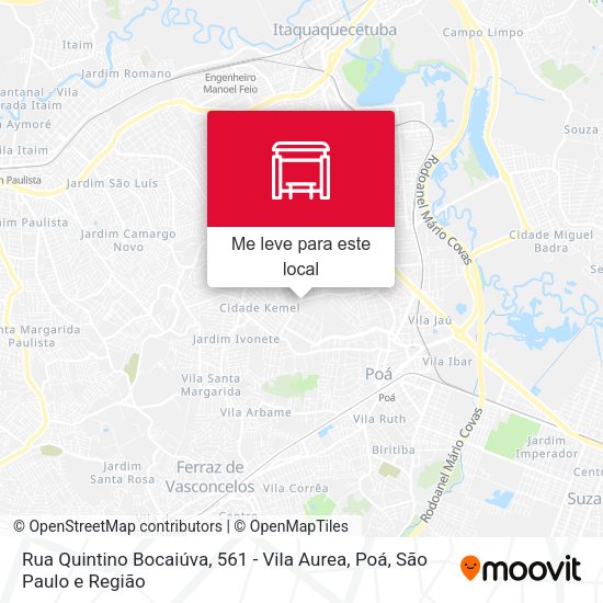 Rua Quintino Bocaiúva, 561 - Vila Aurea, Poá mapa