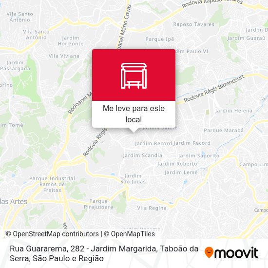 Rua Guararema, 282 - Jardim Margarida, Taboão da Serra mapa