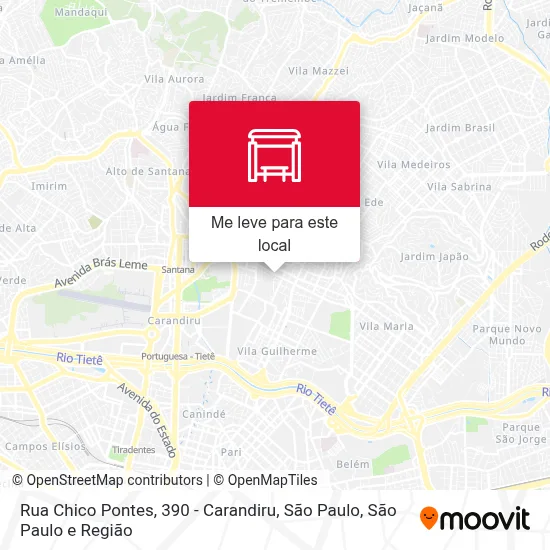 Rua Chico Pontes, 390 - Carandiru, São Paulo mapa