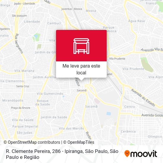 R. Clemente Pereira, 286 - Ipiranga, São Paulo mapa