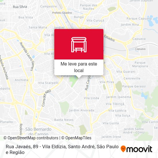 Rua Javaés, 89 - Vila Eldizia, Santo André mapa