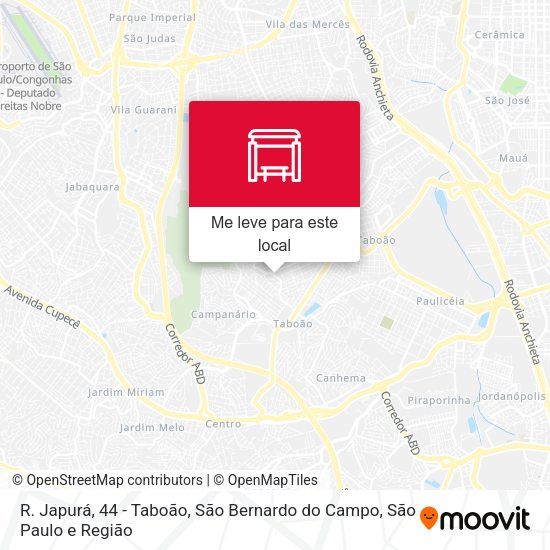 R. Japurá, 44 - Taboão, São Bernardo do Campo mapa