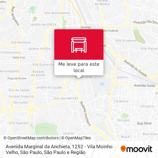 Avenida Marginal da Anchieta, 1252 - Vila Moinho Velho, São Paulo mapa