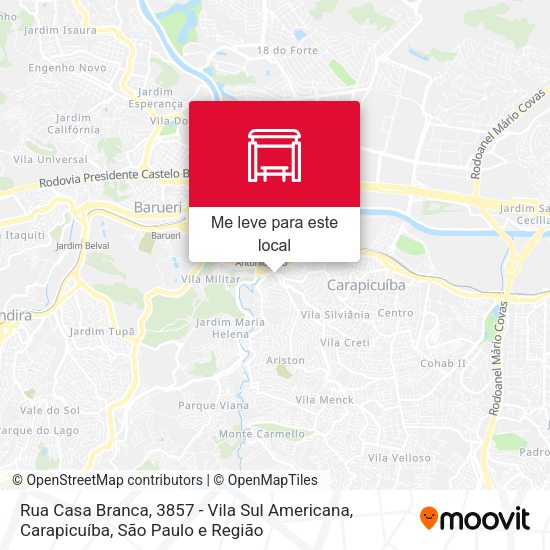 Rua Casa Branca, 3857 - Vila Sul Americana, Carapicuíba mapa