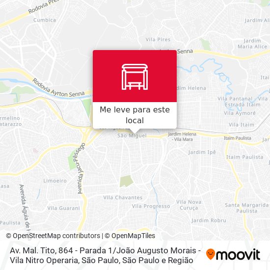 Av. Mal. Tito, 864 - Parada 1 / João Augusto Morais - Vila Nitro Operaria, São Paulo mapa