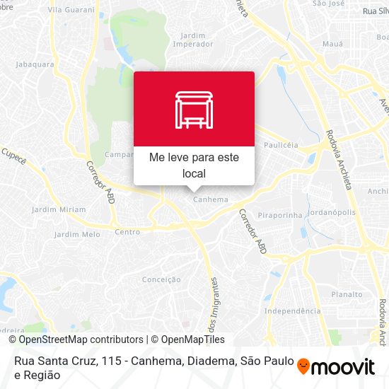 Rua Santa Cruz, 115 - Canhema, Diadema mapa
