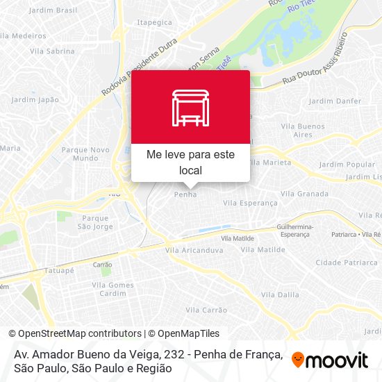 Av. Amador Bueno da Veiga, 232 - Penha de França, São Paulo mapa