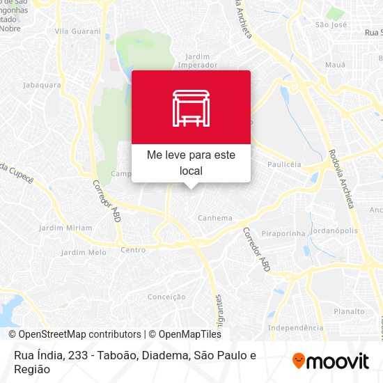 Rua Índia, 233 - Taboão, Diadema mapa