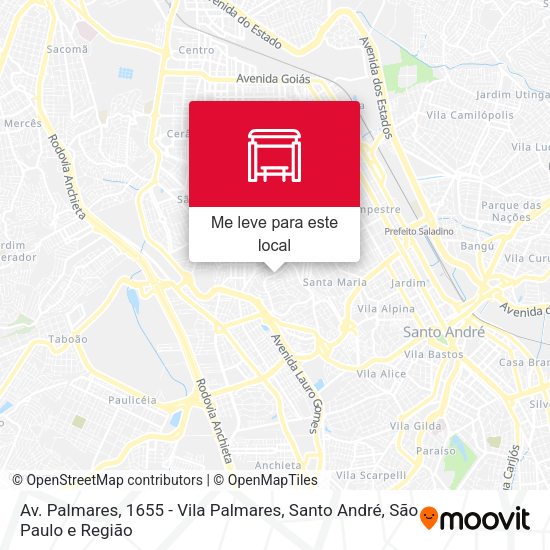 Av. Palmares, 1655 - Vila Palmares, Santo André mapa