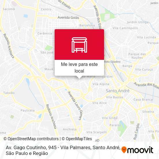 Av. Gago Coutinho, 945 - Vila Palmares, Santo André mapa