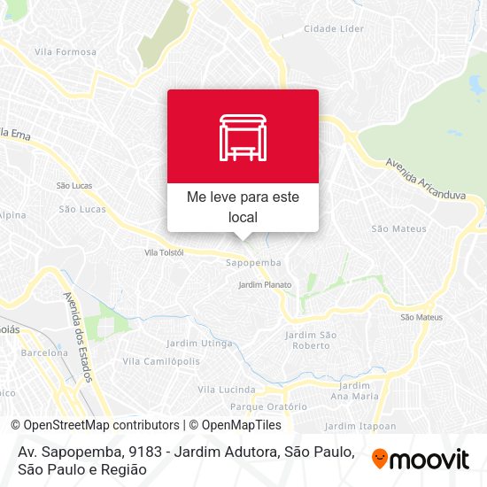 Av. Sapopemba, 9183 - Jardim Adutora, São Paulo mapa