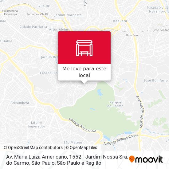 Av. Maria Luiza Americano, 1552 - Jardim Nossa Sra. do Carmo, São Paulo mapa