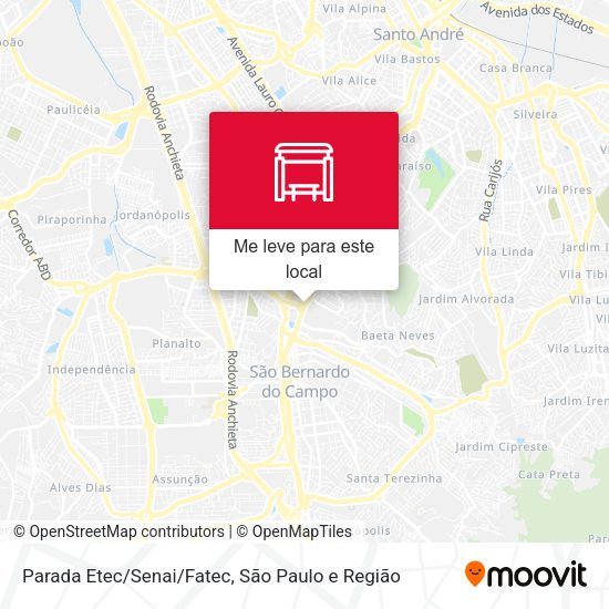 Parada Etec/Senai/Fatec mapa