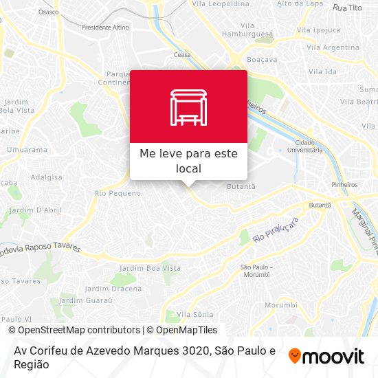 Av Corifeu de Azevedo Marques 3020 mapa