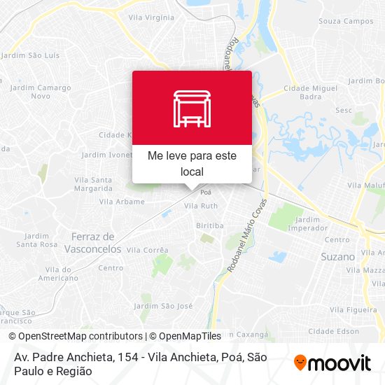 Av. Padre Anchieta, 154 - Vila Anchieta, Poá mapa