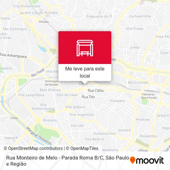Rua Monteiro de Melo - Parada Roma B / C mapa