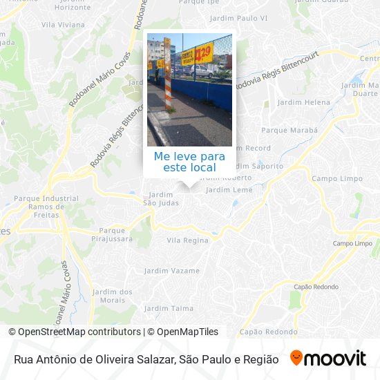 Rua Antônio de Oliveira Salazar mapa