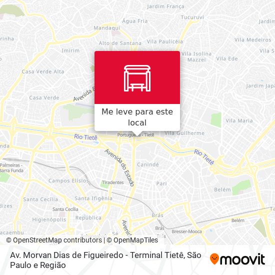 Av. Morvan Dias de Figueiredo - Terminal Tietê mapa