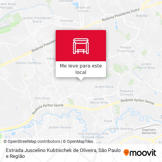 Estrada Juscelino Kubtischek de Oliveira mapa
