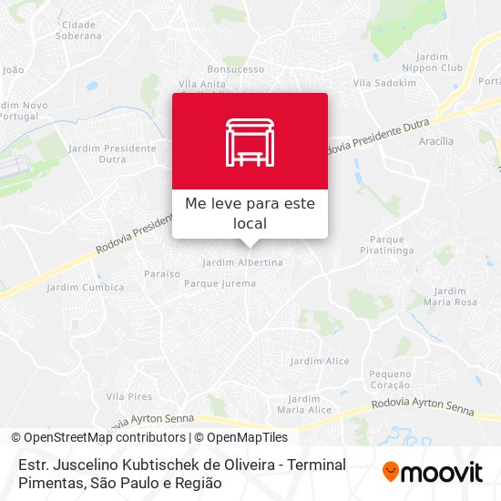 Estr. Juscelino Kubtischek de Oliveira - Terminal Pimentas mapa
