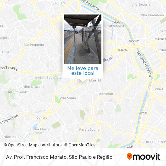 Bus stop on exclusive busway on Avenida Professor Francisco Morato