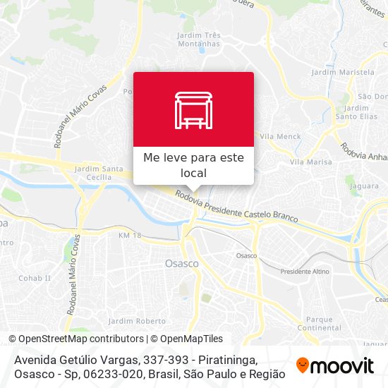 Avenida Getúlio Vargas, 337-393 - Piratininga, Osasco - Sp, 06233-020, Brasil mapa