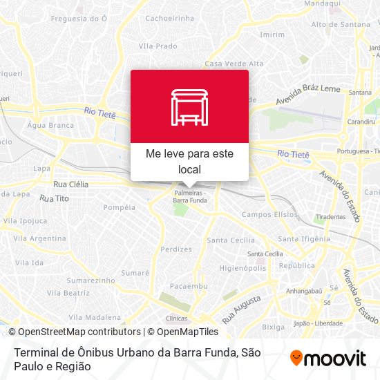 Terminal de Ônibus Urbano da Barra Funda mapa