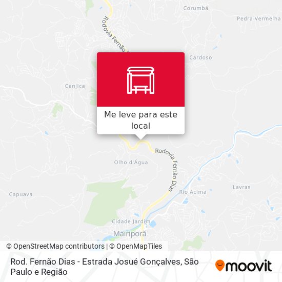 Rod. Fernão Dias - Estrada Josué Gonçalves mapa