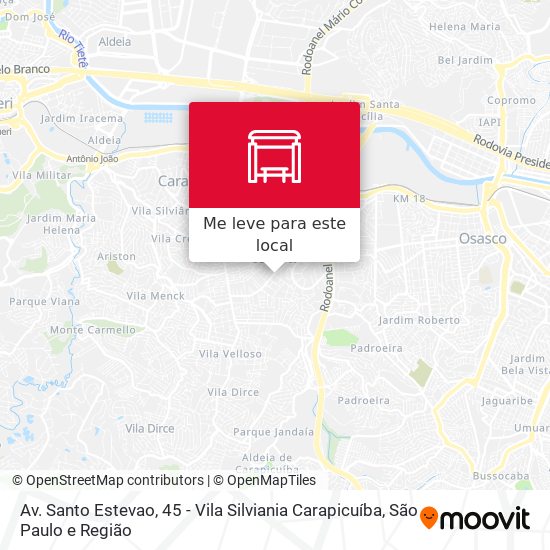 Av. Santo Estevao, 45 - Vila Silviania Carapicuíba mapa