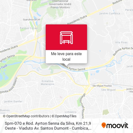 Spm-070 e Rod. Ayrton Senna da Silva, Km 21,9 Oeste - Viaduto Av. Santos Dumont - Cumbica, Guarulhos mapa