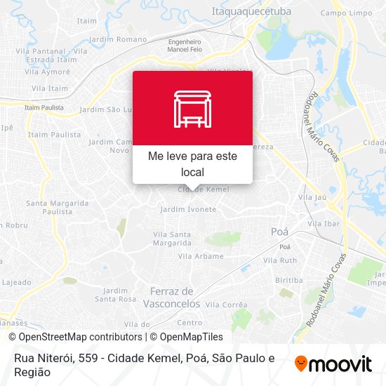 Rua Niterói, 559 - Cidade Kemel, Poá mapa