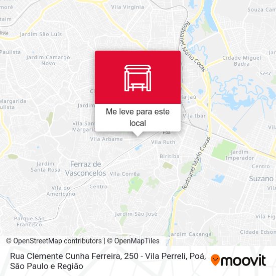 Rua Clemente Cunha Ferreira, 250 - Vila Perreli, Poá mapa