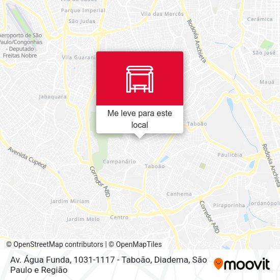 Av. Água Funda, 1031-1117 - Taboão, Diadema mapa