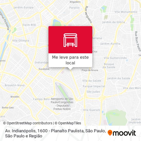 Av. Indianópolis, 1600 - Planalto Paulista, São Paulo mapa