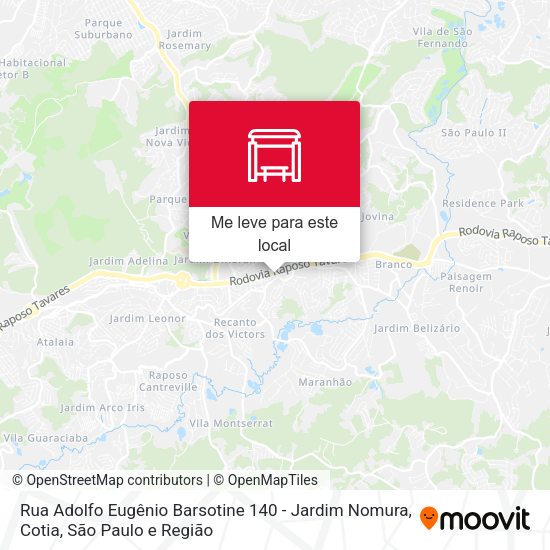 Rua Adolfo Eugênio Barsotine 140 - Jardim Nomura, Cotia mapa