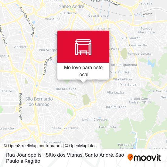 Rua Joanópolis - Sítio dos Vianas, Santo André mapa